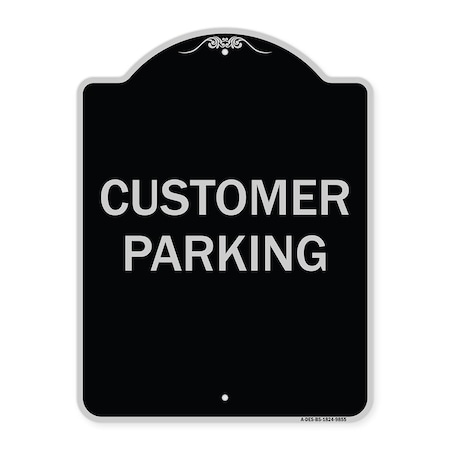 Designer Series Sign-Customer Parking, Black & Silver Heavy-Gauge Aluminum